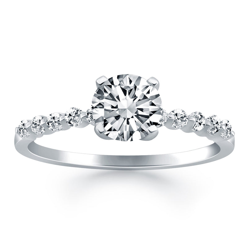 14k White Gold Diamond Engagement Ring with Shared Prong Diamond Accents - Premium Rings - Just $3712.99! Shop now at Pulse Designer Fashion