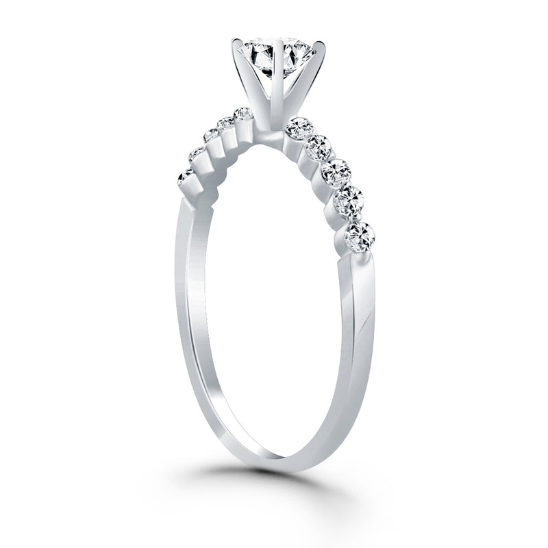 14k White Gold Diamond Engagement Ring with Shared Prong Diamond Accents - Premium Rings - Just $3712.99! Shop now at Pulse Designer Fashion