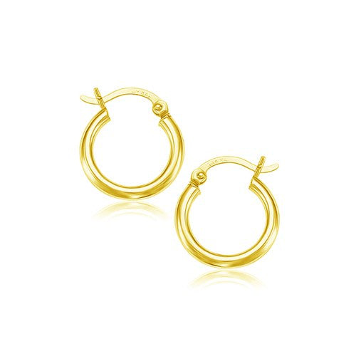 14k Yellow Gold Polished Hoop Earrings (15 mm) - Premium Earrings - Just $190.99! Shop now at Pulse Designer Fashion