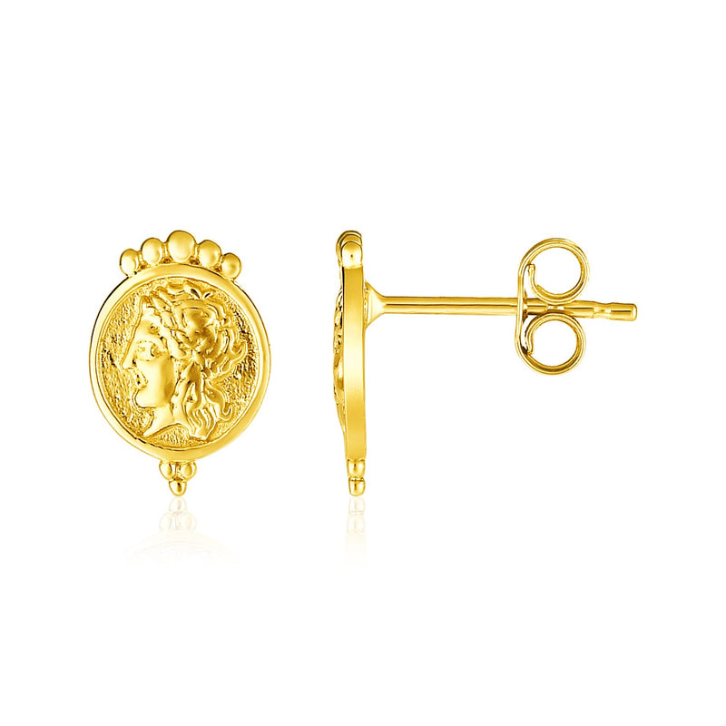 14k Yellow Gold Roman Coin Earrings - Premium Earrings - Just $233.99! Shop now at Pulse Designer Fashion