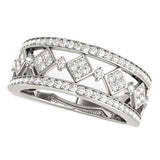 Diamond Studded Square Motif Ring in 14k White Gold (1/2 cttw) - Premium Rings - Just $2627.99! Shop now at Pulse Designer Fashion