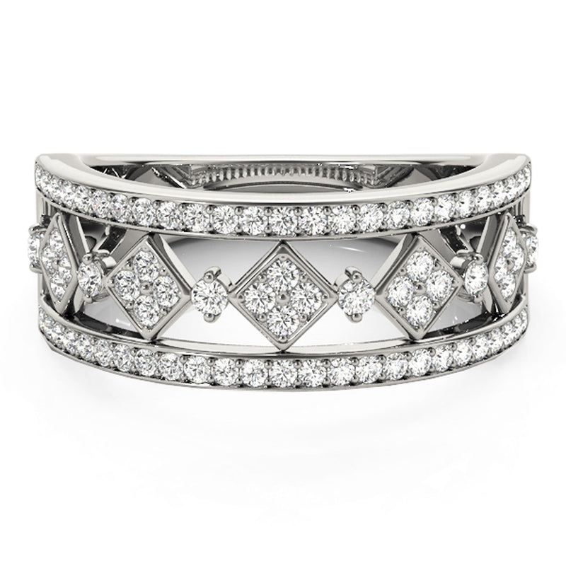 Diamond Studded Square Motif Ring in 14k White Gold (1/2 cttw) - Premium Rings - Just $2627.99! Shop now at Pulse Designer Fashion