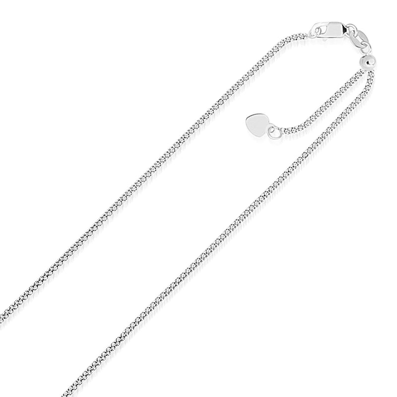 14k White Gold Adjustable Popcorn Chain 1.3mm - Premium Chains - Just $433.99! Shop now at Pulse Designer Fashion