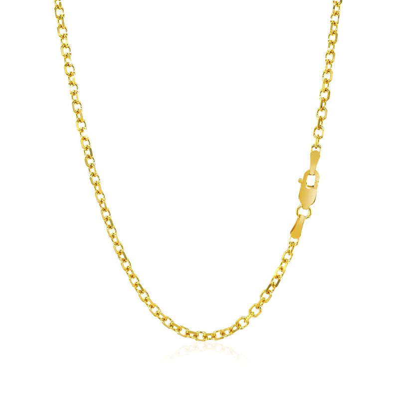 2.3mm 14k Yellow Gold Diamond Cut Cable Link Chain - Premium Chains - Just $592.99! Shop now at Pulse Designer Fashion