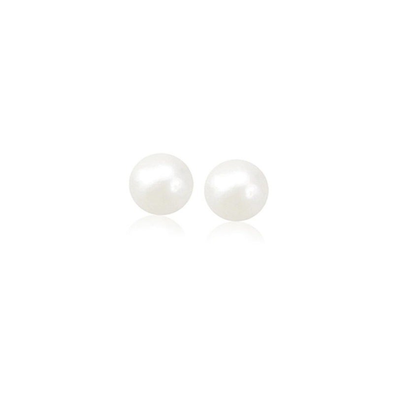 14k Yellow Gold Freshwater Cultured White Pearl Stud Earrings (5.0 mm) - Premium Earrings - Just $112.99! Shop now at Pulse Designer Fashion