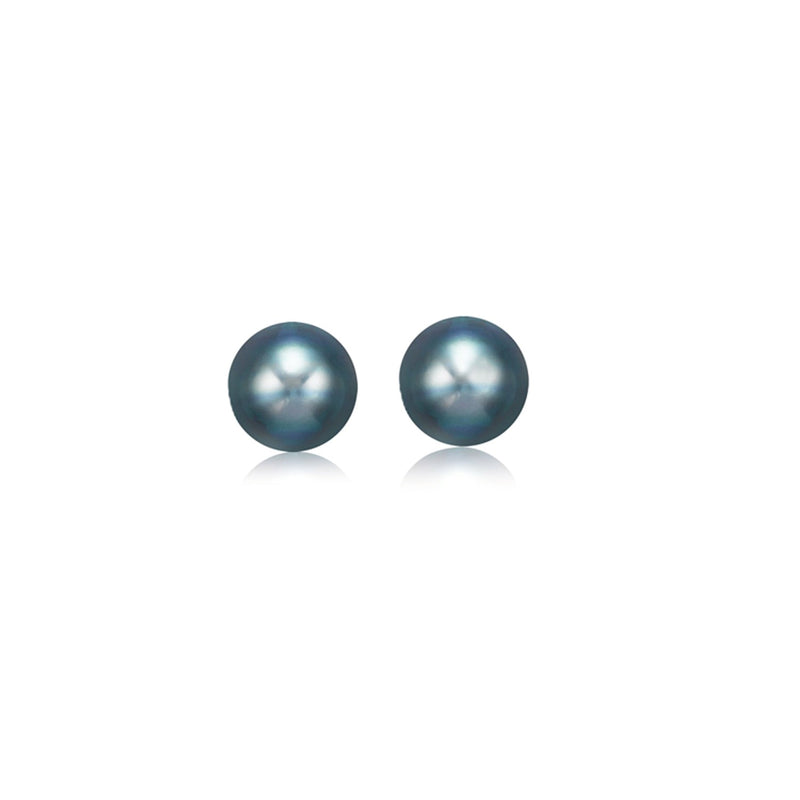 14k Yellow Gold Cultured Black Pearl Stud Earrings (6.0 mm) - Premium Earrings - Just $116.99! Shop now at Pulse Designer Fashion