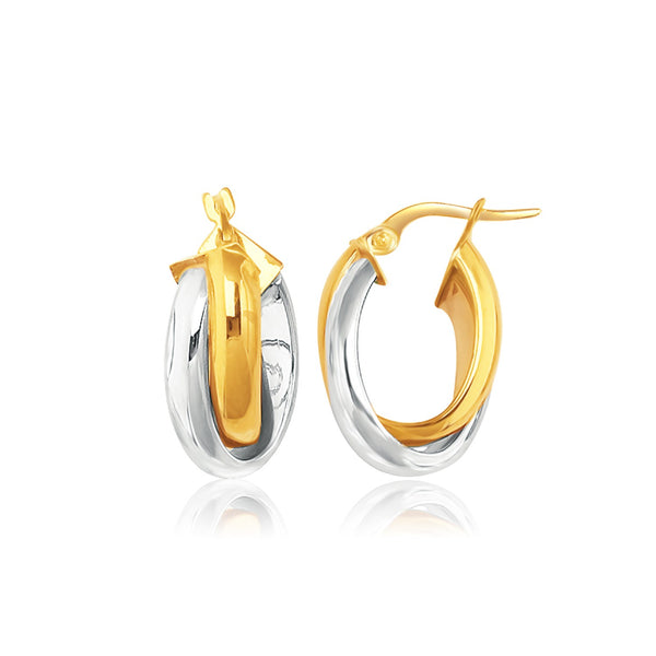 14k Two-Tone Gold Double Row Intertwined Oval Hoop Earrings - Premium Earrings - Just $626.99! Shop now at Pulse Designer Fashion