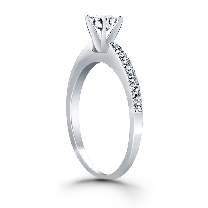 14k White Gold Classic Diamond Pave Solitaire Engagement Ring - Premium Rings - Just $3207.99! Shop now at Pulse Designer Fashion