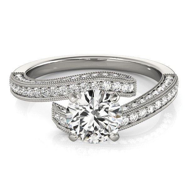 14k White Gold Round Diamond Bypass Style Engagement Ring (1 1/2 cttw) - Premium Rings - Just $7989.99! Shop now at Pulse Designer Fashion