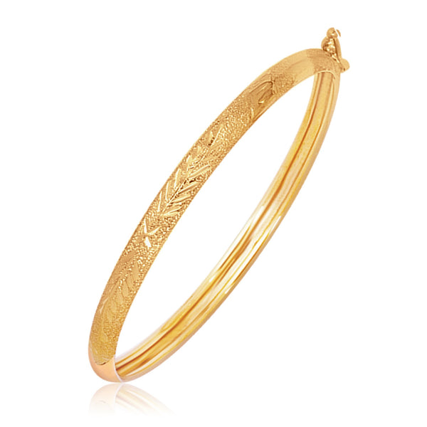 14k Yellow Gold Diamond Cut Motif Dome Style Children's Bangle - Premium Bangles - Just $563.99! Shop now at Pulse Designer Fashion