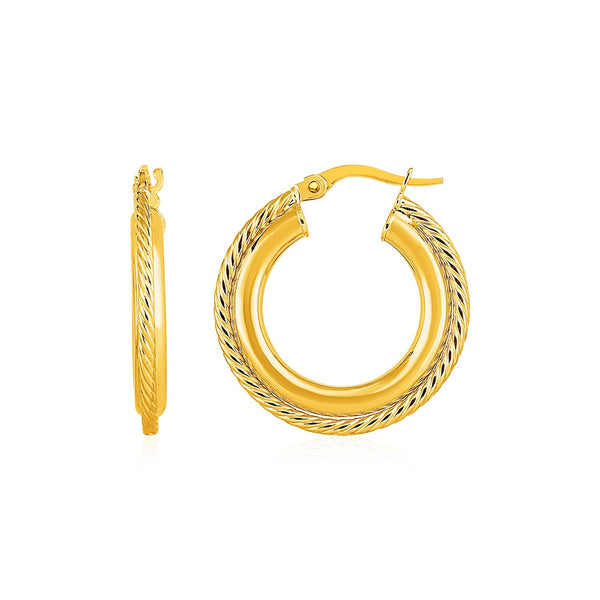 Rope Texture Hoop Earrings in 14k Yellow Gold - Premium Earrings - Just $520.99! Shop now at Pulse Designer Fashion