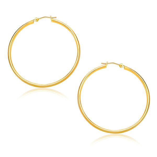 14k Yellow Gold Polished Hoop Earrings (30mm) - Premium Earrings - Just $235.99! Shop now at Pulse Designer Fashion