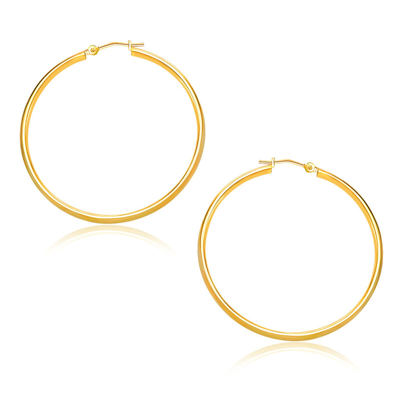 14k Yellow Gold Polished Hoop Earrings (30mm) - Premium Earrings - Just $235.99! Shop now at Pulse Designer Fashion