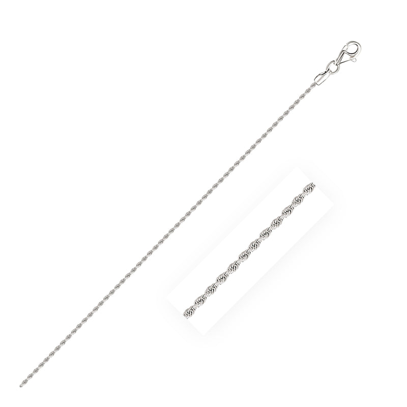 14k White Gold Solid Diamond Cut Rope Bracelet 1.5mm - Premium Bracelets - Just $291.99! Shop now at Pulse Designer Fashion