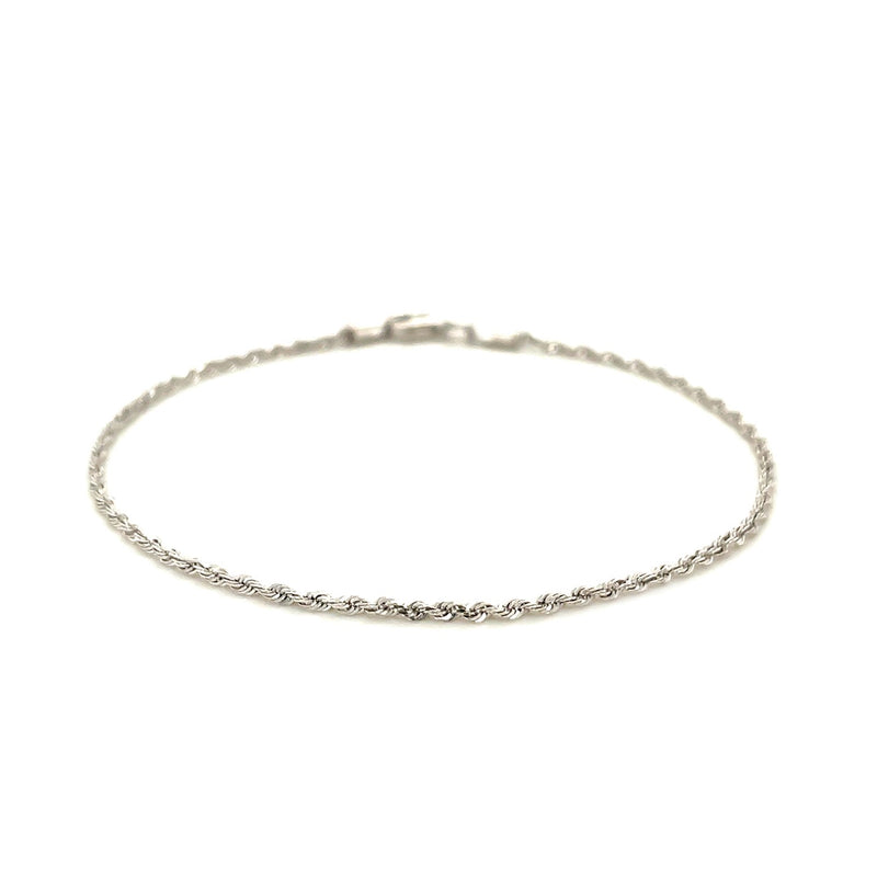 14k White Gold Solid Diamond Cut Rope Bracelet 1.5mm - Premium Bracelets - Just $291.99! Shop now at Pulse Designer Fashion