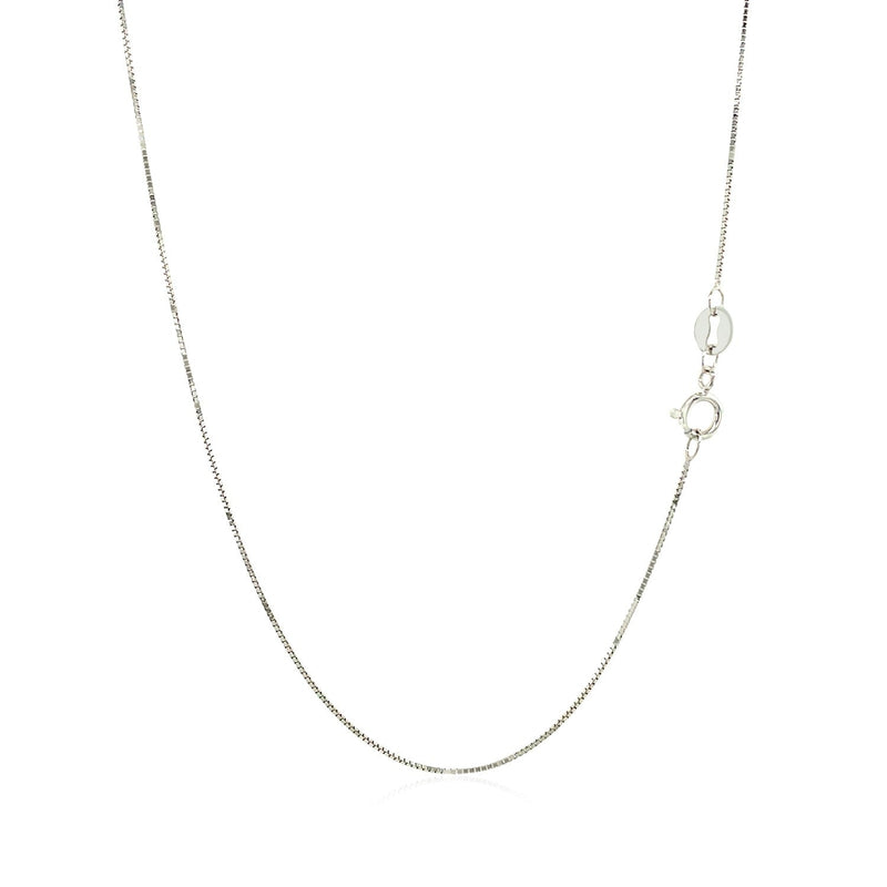 10k White Gold Classic Box Chain 0.6mm - Premium Chains - Just $91.99! Shop now at Pulse Designer Fashion