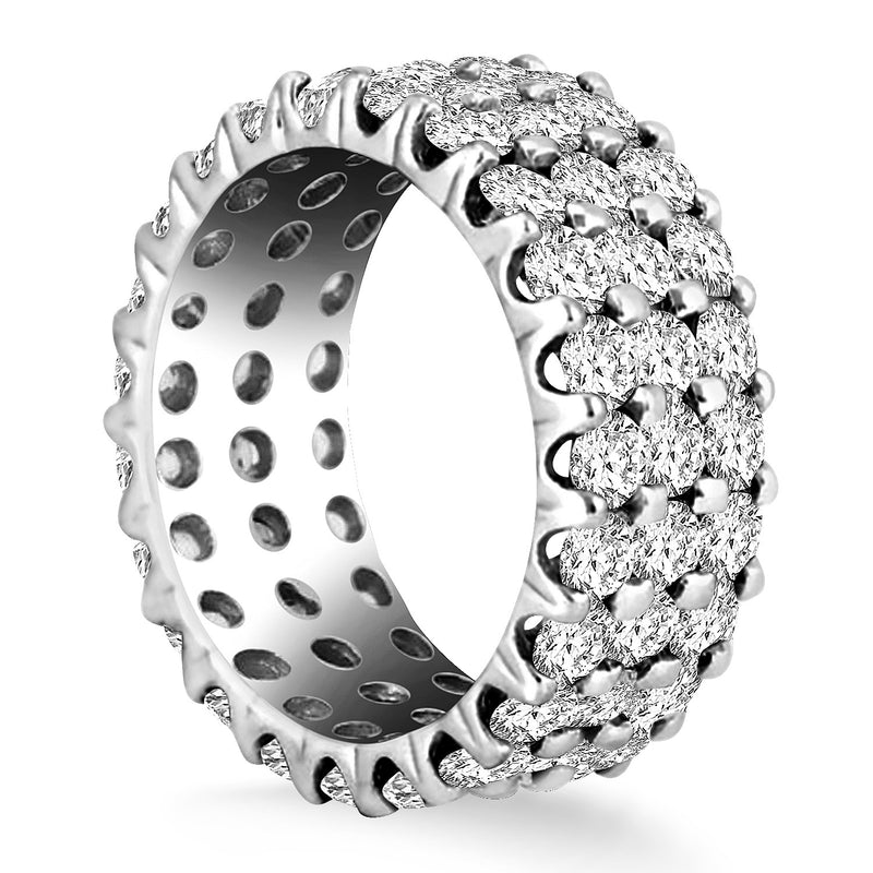 14k White Gold Triple Band Round Diamond Eternity Ring - Premium Rings - Just $10736.99! Shop now at Pulse Designer Fashion