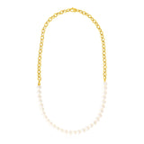 14k Yellow Gold Oval Chain Necklace with Pearls - Premium Necklaces - Just $1313.99! Shop now at Pulse Designer Fashion