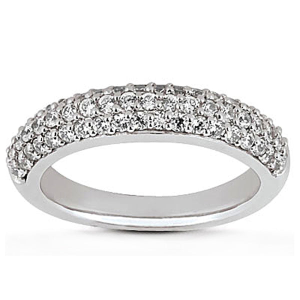 14k White Gold Triple Multi-Row Micro- Pave Diamond Wedding Ring Band - Premium Rings - Just $3489.99! Shop now at Pulse Designer Fashion