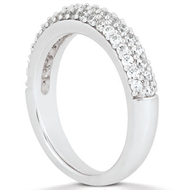 14k White Gold Triple Multi-Row Micro- Pave Diamond Wedding Ring Band - Premium Rings - Just $3489.99! Shop now at Pulse Designer Fashion