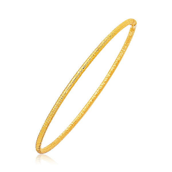 14k Yellow Gold Thin Textured Stackable Bangle - Premium Bangles - Just $569.99! Shop now at Pulse Designer Fashion