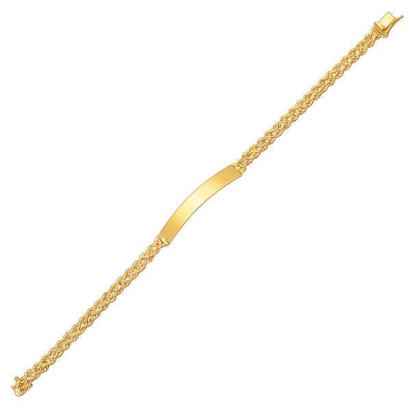 14k Yellow Gold ID Bracelet with Double Rope Chain - Premium Bracelets - Just $1299.99! Shop now at Pulse Designer Fashion