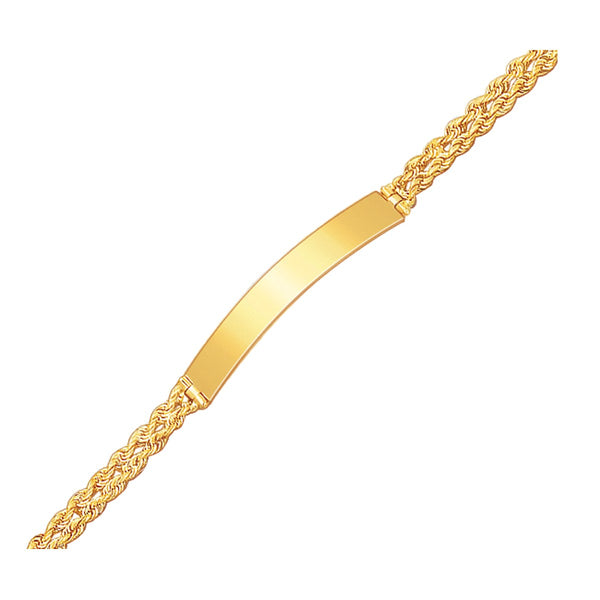 14k Yellow Gold ID Bracelet with Double Rope Chain - Premium Bracelets - Just $1299.99! Shop now at Pulse Designer Fashion