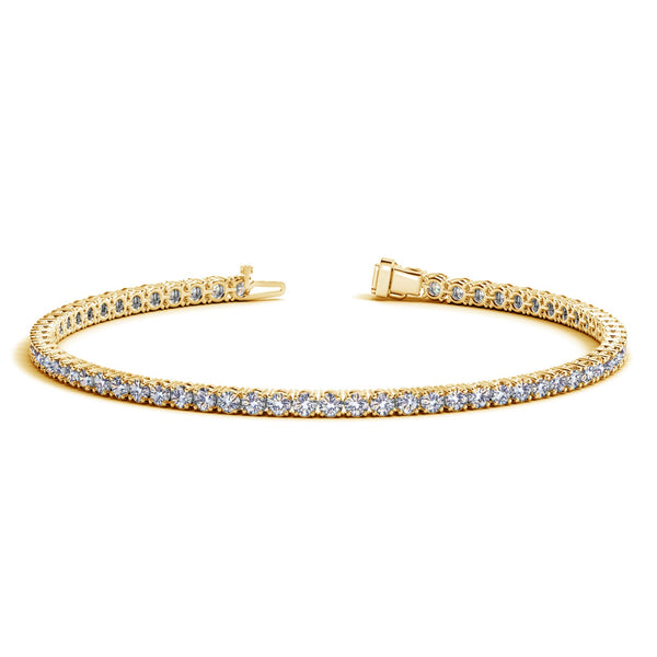 14k Yellow Gold Round Diamond Tennis Bracelet (3 cttw) - Premium Bracelets - Just $8505.99! Shop now at Pulse Designer Fashion