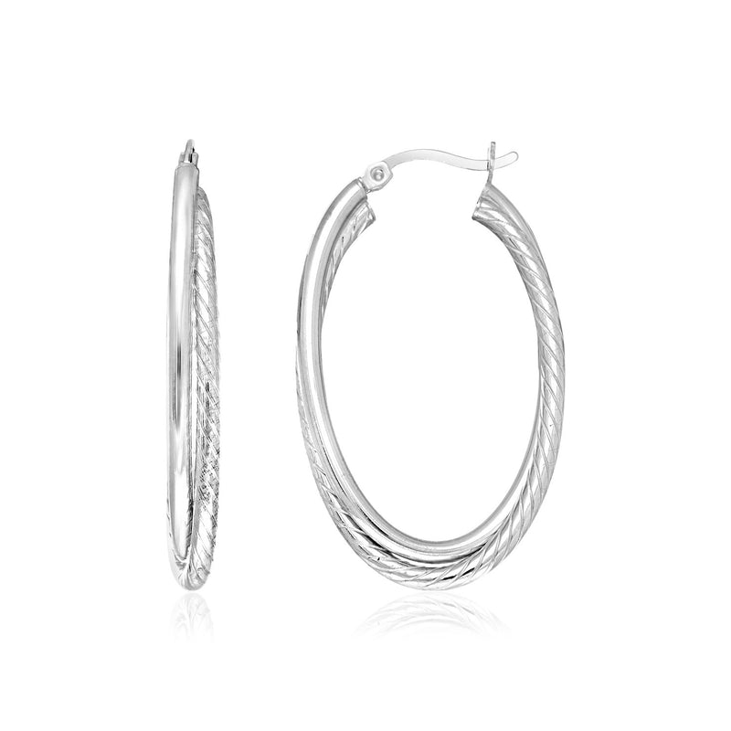 Sterling Silver Oval Twisted Tube Hoop Earrings - Premium Earrings - Just $95.99! Shop now at Pulse Designer Fashion