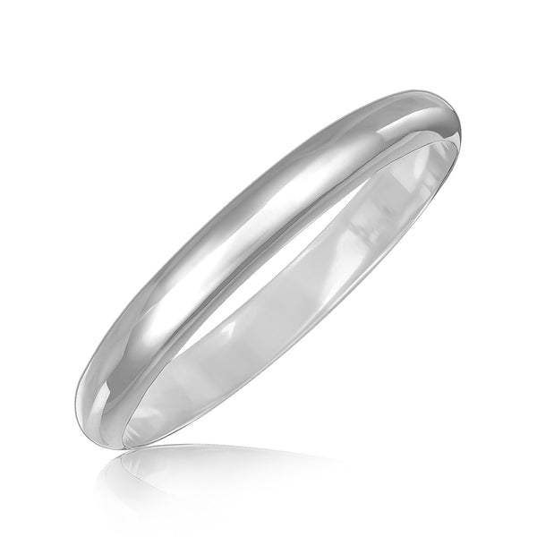 Sterling Silver Dome Style Bangle with Rhodium Plating - Premium Bangles - Just $207.99! Shop now at Pulse Designer Fashion