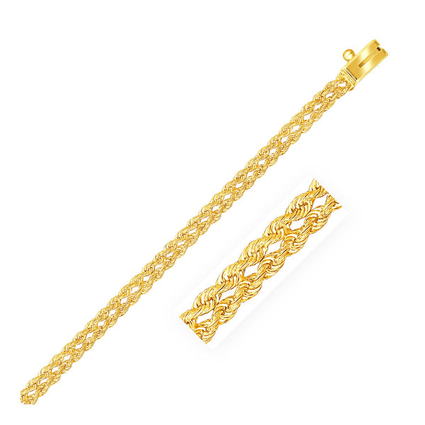 3.0 mm 14k Yellow Gold Two Row Rope Bracelet - Premium Bracelets - Just $673.99! Shop now at Pulse Designer Fashion