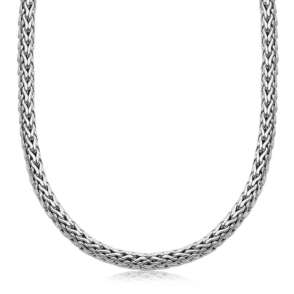 Oxidized Sterling Silver Wheat Style Chain Men's Necklace - Premium Necklaces - Just $598.99! Shop now at Pulse Designer Fashion