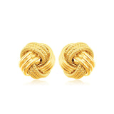 14k Yellow Gold Love Knot with Ridge Texture Earrings - Premium Earrings - Just $260.99! Shop now at Pulse Designer Fashion