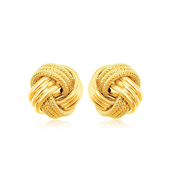 14k Yellow Gold Love Knot with Ridge Texture Earrings - Premium Earrings - Just $260.99! Shop now at Pulse Designer Fashion