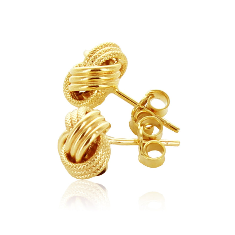 14k Yellow Gold Love Knot with Ridge Texture Earrings - Premium Earrings - Just $260.99! Shop now at Pulse Designer Fashion