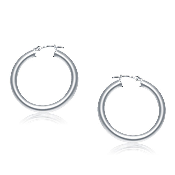 14k White Gold Polished Hoop Earrings (30 mm) - Premium Earrings - Just $607.99! Shop now at Pulse Designer Fashion