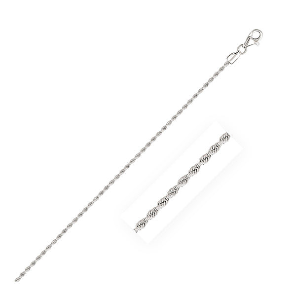 2.0mm 14k White Gold Solid Diamond Cut Rope Bracelet - Premium Bracelets - Just $332.99! Shop now at Pulse Designer Fashion