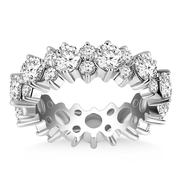 14k White Gold Ornamental Round Diamond Eternity Ring - Premium Rings - Just $16335.99! Shop now at Pulse Designer Fashion