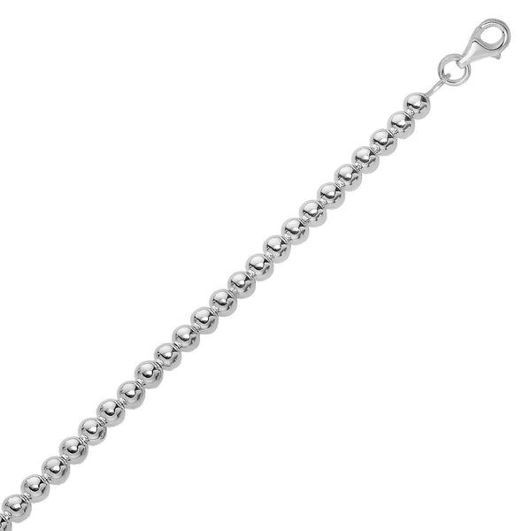 Sterling Silver Rhodium Plated Bracelet with a Polished Bead Motif (8mm) - Premium Bracelets - Just $125.99! Shop now at Pulse Designer Fashion