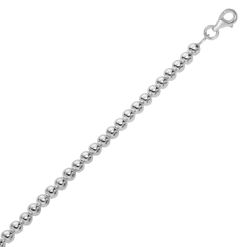 Sterling Silver Rhodium Plated Bracelet with a Polished Bead Motif (8mm) - Premium Bracelets - Just $125.99! Shop now at Pulse Designer Fashion