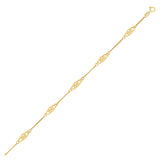 14k Yellow Gold Anklet with Fancy Diamond Shape Filigree Stations - Premium Anklets - Just $261.99! Shop now at Pulse Designer Fashion