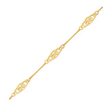 14k Yellow Gold Anklet with Fancy Diamond Shape Filigree Stations - Premium Anklets - Just $261.99! Shop now at Pulse Designer Fashion