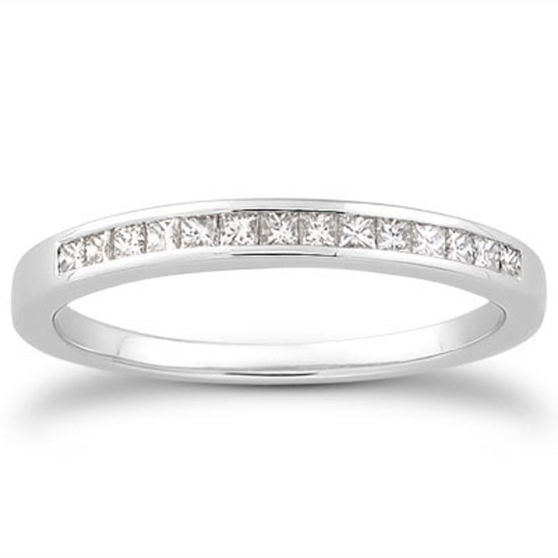 14k White Gold Channel Set Princess Diamond Wedding Ring Band - Premium Rings - Just $1321.99! Shop now at Pulse Designer Fashion