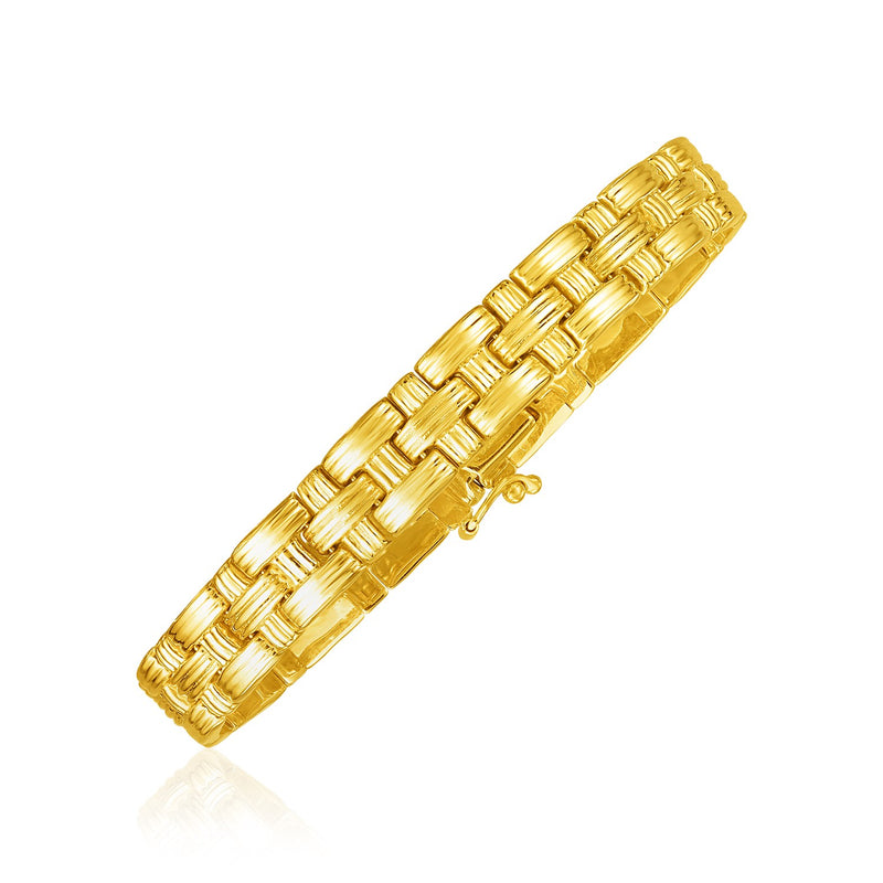 14k Yellow Gold Basket Weave Bracelet - Premium Bracelets - Just $2289.99! Shop now at Pulse Designer Fashion