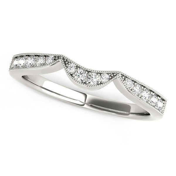 14k White Gold Milgrained Curved Wedding Diamond Band (1/6 cttw) - Premium Rings - Just $1359.99! Shop now at Pulse Designer Fashion