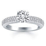 14k White Gold Triple Row Pave Diamond Engagement Ring - Premium Rings - Just $4220.99! Shop now at Pulse Designer Fashion