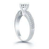 14k White Gold Triple Row Pave Diamond Engagement Ring - Premium Rings - Just $4220.99! Shop now at Pulse Designer Fashion