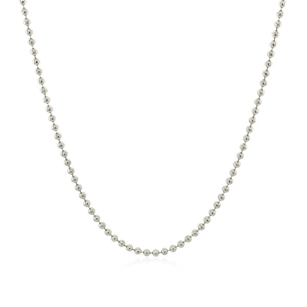 Rhodium Plated 1.5mm Sterling Silver Bead Style Chain - Premium Chains - Just $31.99! Shop now at Pulse Designer Fashion