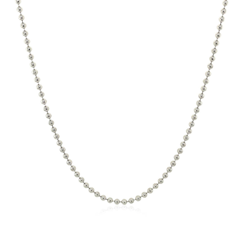 Rhodium Plated 1.5mm Sterling Silver Bead Style Chain - Premium Chains - Just $31.99! Shop now at Pulse Designer Fashion