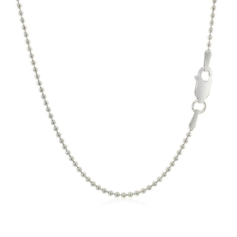 Rhodium Plated 1.5mm Sterling Silver Bead Style Chain - Premium Chains - Just $31.99! Shop now at Pulse Designer Fashion